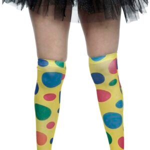 Medias Payaso Amarillas con Puntos de Colores – Accesorio para Disfraz y Look Divertido
