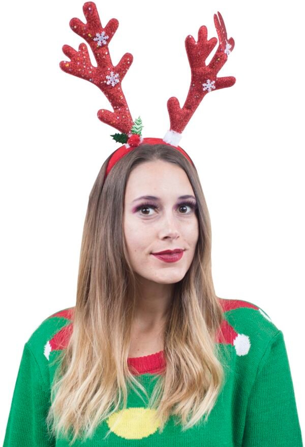 Diadema Reno Rojo Con Copos