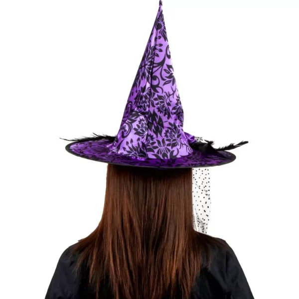 666027 3 sombrero de bruja morado con flores