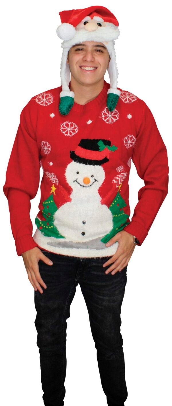 85165 Uggly Sweater Rojo Muñeco De Nieve - Talla S Caballero