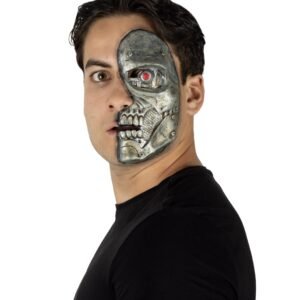 Half Mask Cyborg de Látex FX Realista para Disfraz