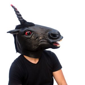 Máscara Gothic Unicorn Negro - Máscara de Látex Artesanal para Halloween