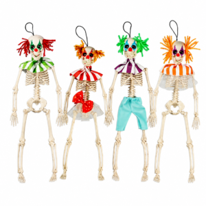 Familia Payaso – Set Decorativo de 4 Esqueletos Payasos