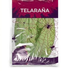 Telaraña Brillante Verde – Decoración Elástica hasta 4.87 m