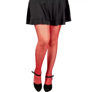 Medias de Red Rojas con Brillos