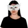 Antifaz Plateado con Plumas