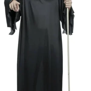 Disfraz Macabre Monk – Túnica Negra con Capucha, Máscara de Calavera y Guadaña