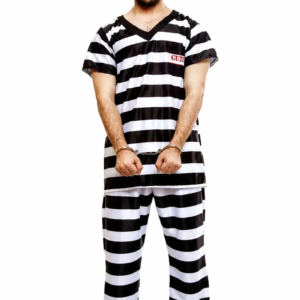 Disfraz de Prisionero Adulto Completo – Rayas Negras y Blancas