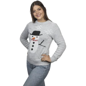 Uggly Sweater Muñeco de Nieve Gris Dama