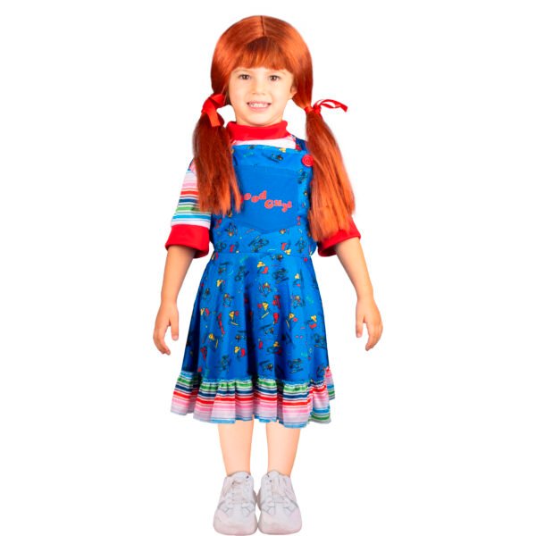 Disfraz Chucky Niña Oficial con Vestido, Playera y Peluca | Halloween Infantil
