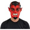 Máscara Devil Kid Mask Roja - Máscara de Diablo con Cuernos y Colmillos