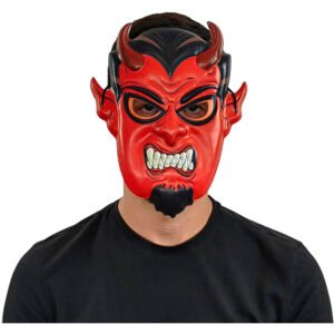 Máscara Devil Kid Mask Roja - Máscara de Diablo con Cuernos y Colmillos