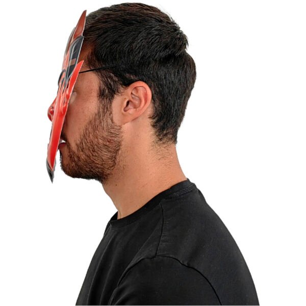Máscara Devil Kid Mask Roja - Máscara de Diablo con Cuernos y Colmillos