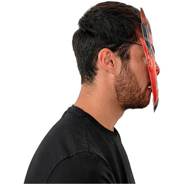 Máscara Devil Kid Mask Roja - Máscara de Diablo con Cuernos y Colmillos