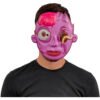 Máscara Zombie Kid Mask – Rostro Putrefacto Violeta con Gusano