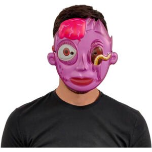 Máscara Zombie Kid Mask – Rostro Putrefacto Violeta con Gusano