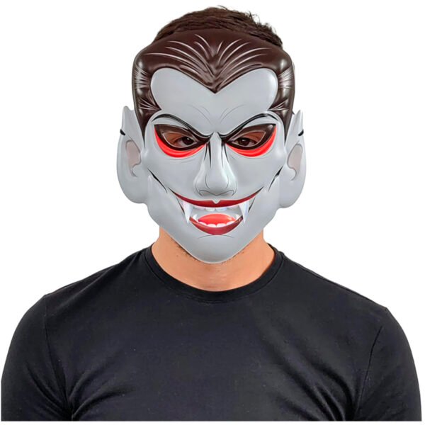 Máscara de Vampiro Clásico Vampire Kid Mask con Cabello Negro y Colmillos