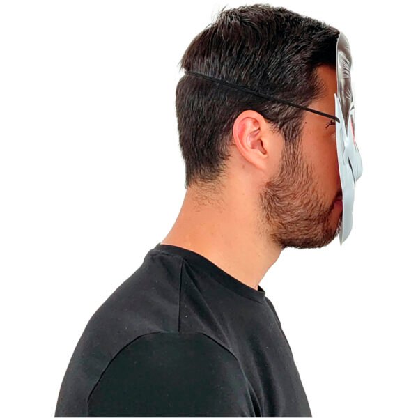 Máscara de Vampiro Clásico Vampire Kid Mask con Cabello Negro y Colmillos