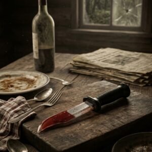 Cuchillo Sangriento 33 cm – Prop de Utilería con Efecto de Sangre Realista