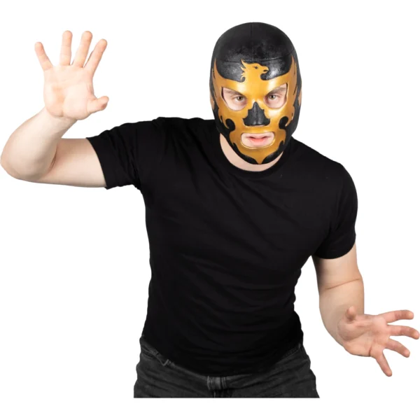 Máscara Látex Luchador Leyenda Dorada