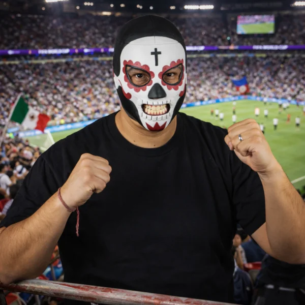 Máscara Látex Luchador Penitente – Diseño Calavera Artesanal