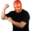 Máscara Látex Luchador Guerrero Escarlata Rojo y Dorado