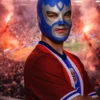 Máscara Látex Luchador Alas de Plata – Azul y Plata
