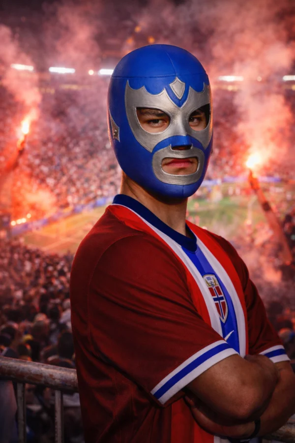 Máscara Látex Luchador Alas de Plata – Azul y Plata