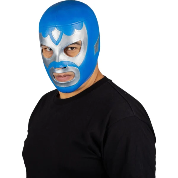 Máscara Látex Luchador Alas de Plata – Azul y Plata