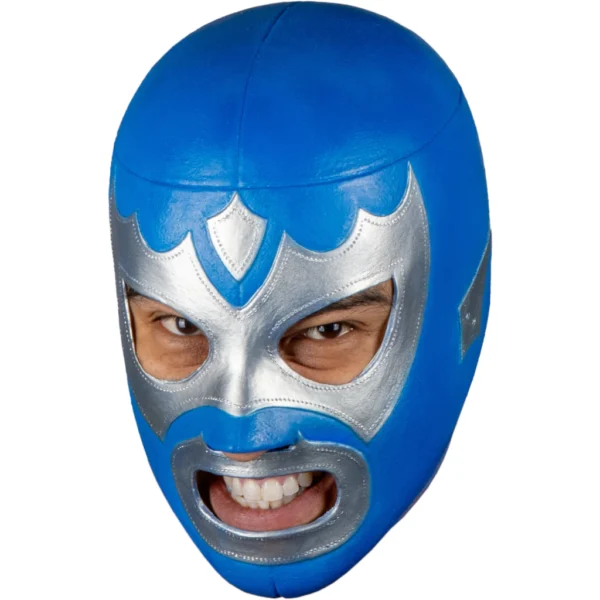 Máscara Látex Luchador Alas de Plata – Azul y Plata