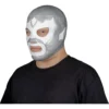 Máscara Látex Luchador Leyenda Plateada – Acabado Metálico Artesanal