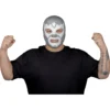 Máscara Látex Luchador Leyenda Plateada – Acabado Metálico Artesanal
