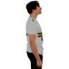 Playera Mexicana Adulto – Camiseta Blanca con Escudo y Franjas Tricolor