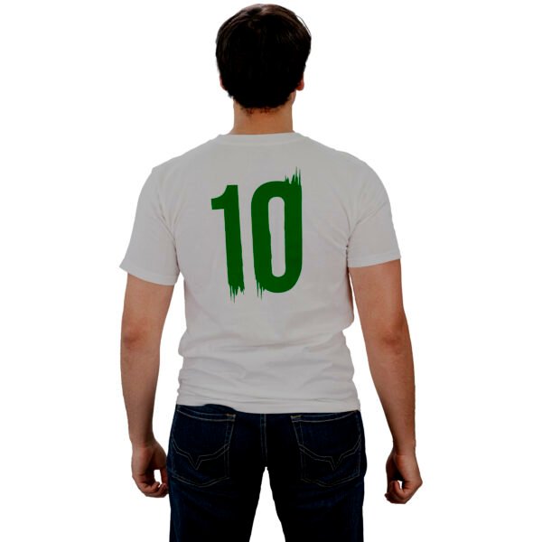 Playera Mexicana Adulto – Camiseta Blanca con Escudo y Franjas Tricolor