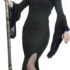82020 Bewitch copia Disfraz Bewitch – Vestido Largo Negro de Villana con Tocado de Cuernos y Bastón