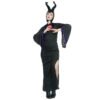 82020_82021_02 Disfraz Bewitch – Vestido Largo Negro de Villana con Tocado de Cuernos y Bastón