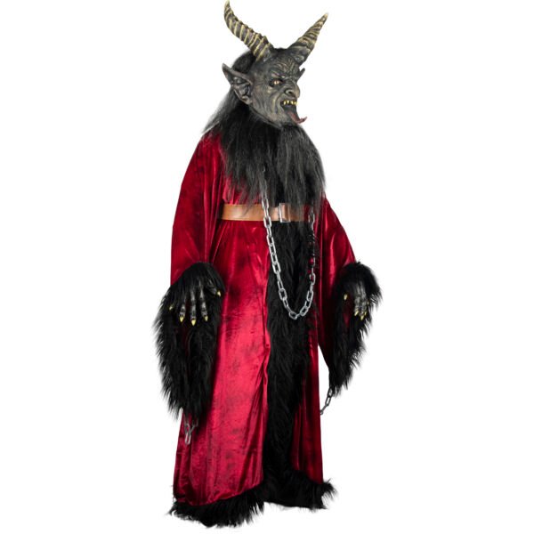 84826_Kramper Cape (2) Disfraz Krampus Cape – Capa de Terciopelo Rojo con Máscara y Cadenas