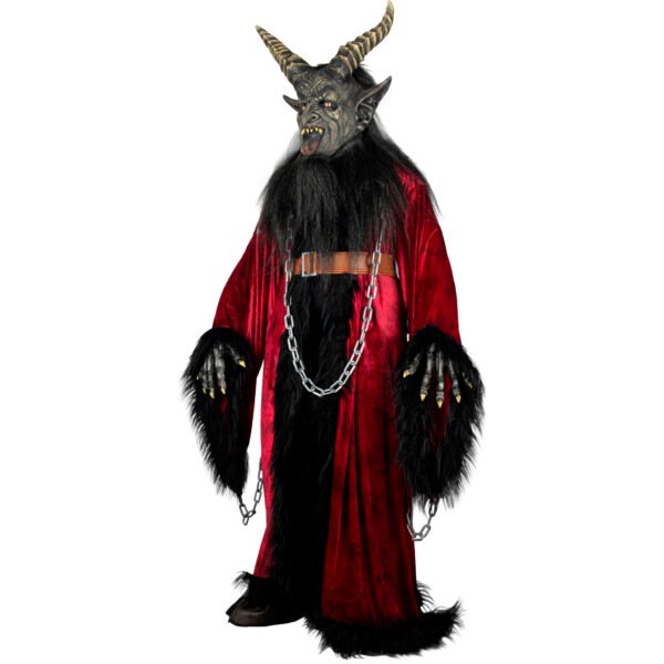 84826_Kramper Cape (6) Disfraz Krampus Cape – Capa de Terciopelo Rojo con Máscara y Cadenas