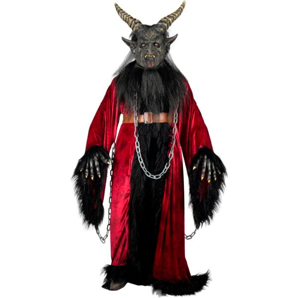 84826_Kramper Cape (7) Disfraz Krampus Cape – Capa de Terciopelo Rojo con Máscara y Cadenas